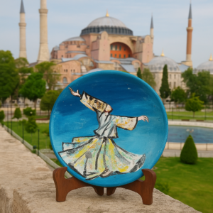 Sufi Whirl Decorative Plate – Hand-Painted Terracotta Wall & Table Décor